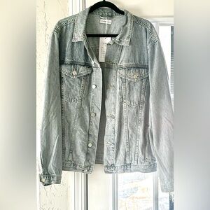 Women’s L Eliacher Oversized Denim Jean Jacket Acid Blue Washed New With Tags